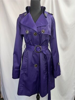 Green with Envy Vibrant Purple double breasted Trench Coat with Ring Belt size M
